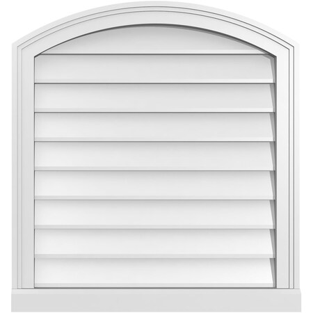 Ekena Millwork Arch Top Surface Mount PVC Gable Vent: Functional, w/ 2"W x 2"P Brickmould Sill Frame, 26"W x 28"H GVPAR26X2803SF